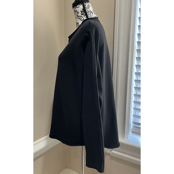 Frank & Eileen Anna Long Sleeve Capelet Top Triple Fleece M Black Minimalist - Picture 7 of 16